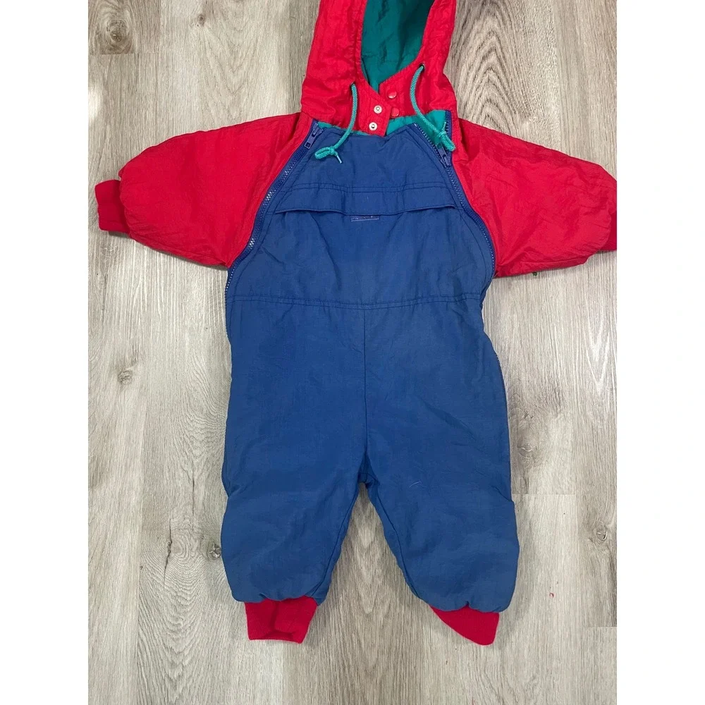 Baby Gap Vintage Insulated Snowsuit 12–18M Colorblock Red‎ Blue Teal Hooded